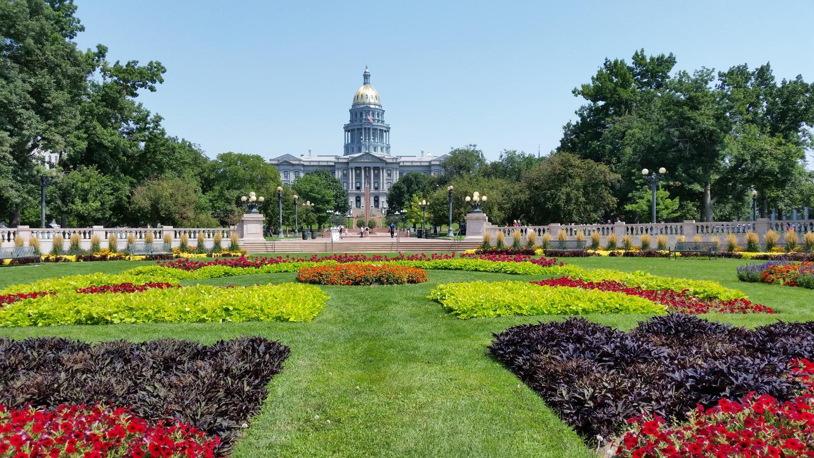 gardens with capitol in background