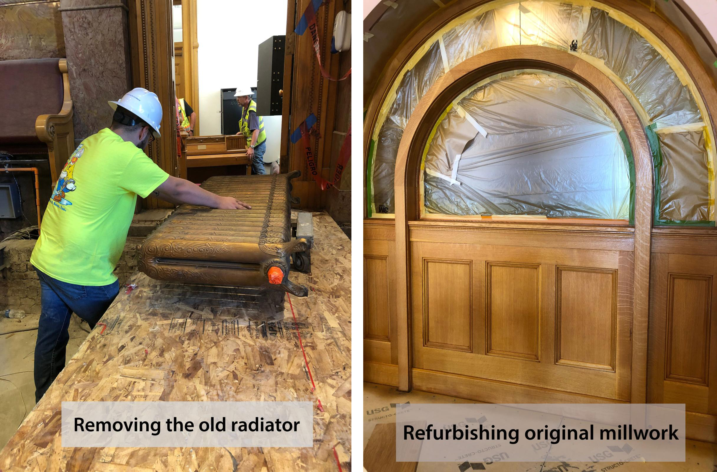 Removing the old radiator and refurbishing original millwork